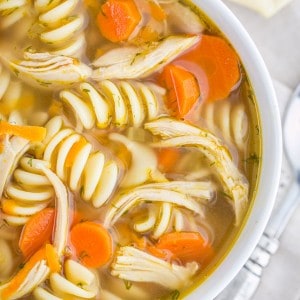 Easy and Delicious Chicken Noodle Soup. The secret is in the chicken thighs! @natashaskitchen