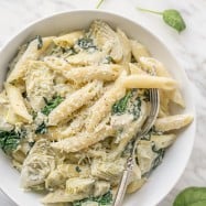 Spinach and Artichoke Pasta - Our favorite dip turned into a pasta! | natashaskitchen.com