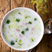 okroshka soup in bowl
