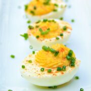These dressed eggs are super easy to make! If you have way too many Easter eggs in your fridge, this stuffed eggs recipe is for you.