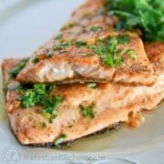 There's nothing fresher than catching your own trout and making it sizzle that same evening. The lemon and parsley butter are a great combination!