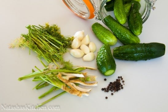 Ingredients for homemade pickles on the table 