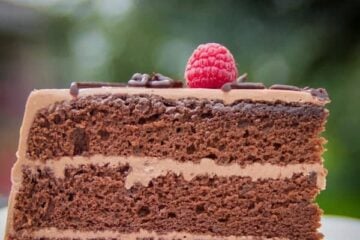 A must try perfect and simple Chocolate Cake, aka Prague Cake. I I added a nice little twist to this recipe by including raspberries. Sweet and tart, Yum!