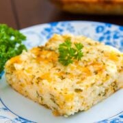 Parsley rice on a paper plate