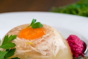A plate of Ukrainian aspic, kholodets