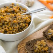 Eggplant Caviar makes a great party appetizer. It's an old Russian favorite. You can enjoy it as a spread over toast for breakfast, lunch or even dinner.