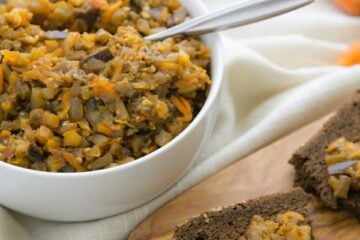 Eggplant Caviar makes a great party appetizer. It's an old Russian favorite. You can enjoy it as a spread over toast for breakfast, lunch or even dinner.
