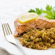 This oven baked salmon recipe has a well-seasoned, tangy crust and it's so easy to make. The glaze seals in the wonderful juices in this oven baked salmon.