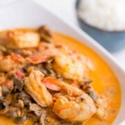 This shrimp and mushroom sauce is luscious, juicy & just succulent. It's delicious over mashed potatoes, rice or pasta, making it an all-around great dish!