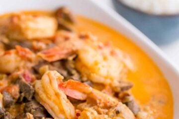 This shrimp and mushroom sauce is luscious, juicy & just succulent. It's delicious over mashed potatoes, rice or pasta, making it an all-around great dish!