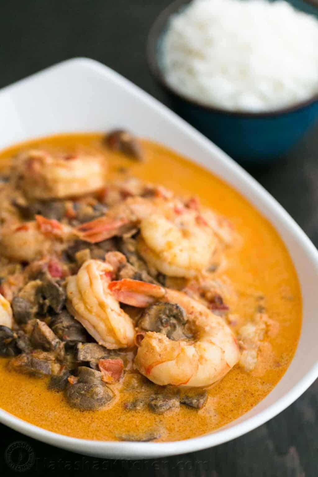 Shrimp and Mushrooms in a Garlic Bisque Sauce Recipe