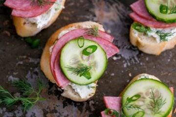 These Kielbasa and Cucumber Crostini just hit the spot. Simple and inexpensive to prepare and the recipe can easily be doubled for a hungrier crowd.
