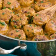 Chicken Meatballs in a Cream Sauce | natashaskitchen.com