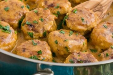 Chicken Meatballs in a Cream Sauce | natashaskitchen.com