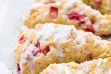 These strawberry scones are soft and wonderful. I brought these over to my nieces birthday party and all 4 of my sisters asked for the recipe. Learn how to make strawberry scones! | natashaskitchen.com