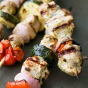 Chicken and veggie skewers