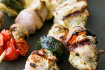 Chicken and veggie skewers