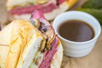 Easy and Delicious French Dip Pastrami Sandwich - A country club copycat recipe! @natashaskitchen