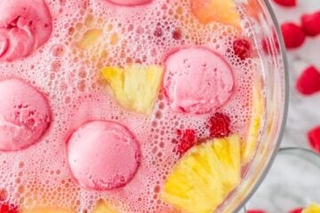 This Sherbet Party Punch is perfect for potlucks, baby showers & Valentines Day! @natashaskitchen