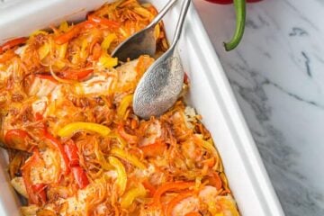 This Baked Tilapia & Veggie Casserole is so Juicy and Flaky. Easy, excellent dish! @natashaskitchen