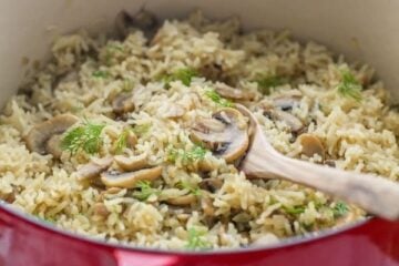 Mushroom Rice Pilaf Recipe (a one-pot meal). Delicious, easy, and has simple ingredients. | NatashasKitchen.com
