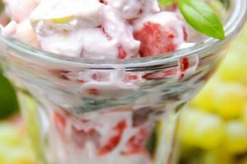 This fruit salad is a real "crowd pleaser" and tends to go fast. You can mix fresh or frozen fruit together which makes it "perfect" for any season.