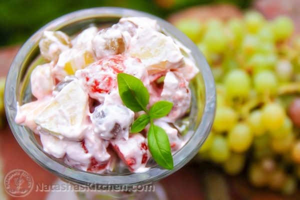 This fruit salad is a real "crowd pleaser" and tends to go fast. You can mix fresh or frozen fruit together which makes it "perfect" for any season. 