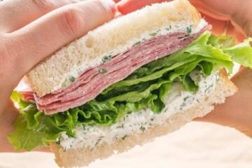 Mmm Salami... This salami sandwich with cream cheese spread can be made made in advance - Perfect for work or school lunch! | NatashasKitchen.com