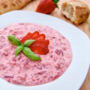 These Summer Strawberries and Cream are the perfect snack on a hot day. We loved it with fresh French bread. Every Ukrainian family makes this.