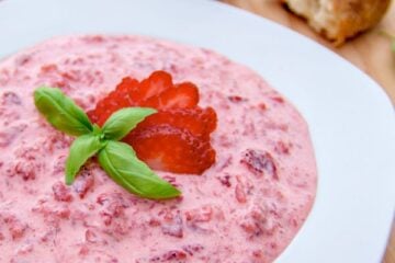 These Summer Strawberries and Cream are the perfect snack on a hot day. We loved it with fresh French bread. Every Ukrainian family makes this.