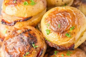 These baked potatoes have a crisp salty skin, creamy center are infused with bacon and buttery goodness... | natashaskitchen.com