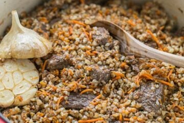 Buckwheat Pilaf with fall-apart tender beef - simple and excellent dish. You'll be running back for refills! | natashaskitchen.com