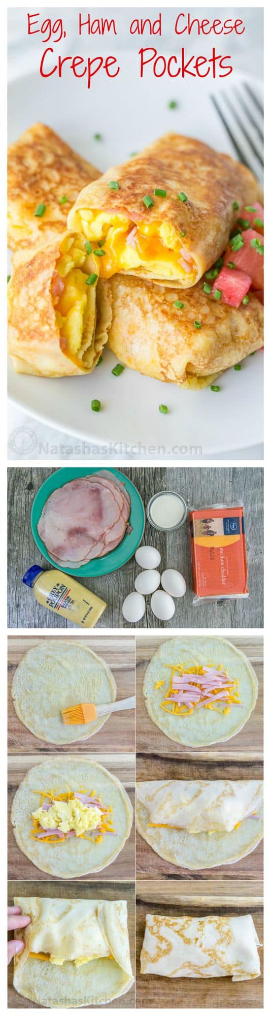 Egg Ham And Cheese Crepes Pockets