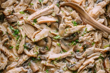 Leftover Turkey in Gravy recipe garnished with parsley