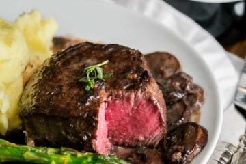 An easy, excellent recipe for filet mignon. The mushroom wine sauce is mouthwatering and tastes gourmet. This filet mignon recipe is perfect for any occasion!