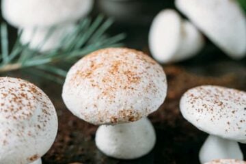 Meringue Mushrooms Recipe - Completely adorable meringue Christmas cookies perfect for decorating holiday cakes like the yule log! (step-by-step photos)