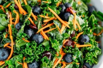 This kale salad is a make-ahead GREEN salad and is just as good the next day (perfect for parties!). So healthy and delicious. You'll make this kale salad again and again!