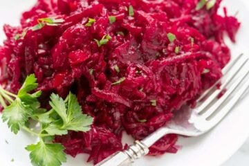 This beet salad is loaded with 3 pounds of beets (super healthy) and the marinade gives it wonderful flavor. Perfect for parties because it's a make-ahead salad that stores really well in the fridge and can even be canned.
