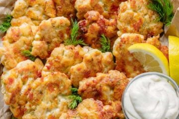 The cheese in these chicken fritters forms a crisp outer crust and a lovely cheese pull as you bite into these yummy chicken fritters. Juicy and delicious chicken patties!