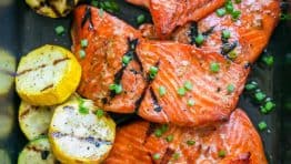 This grilled maple salmon recipe is a KEEPER! Maple salmon is flaky, juicy and so flavorful! Marina writes "By far, the BEST salmon recipe I've ever tried" | natashaskitchen.com