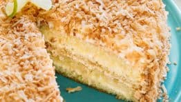 Key lime cake is the ultimate summer party cake. This key lime cake is pummeled with toasted coconut and boasts the juice of 5 limes. So refreshing! | natashaskitchen.com