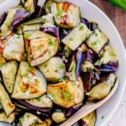 Spicy eggplant is my all-time favorite eggplant recipe. Hands down. Ogoniok (Огонек) means "little fire." Must-try eggplant recipe from the old country! | natashaskitchen.com