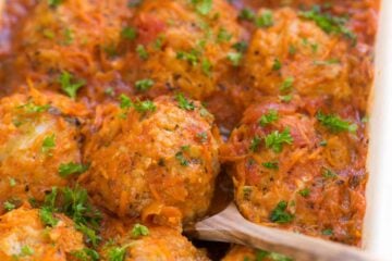 A dish with lazy cabbage rolls