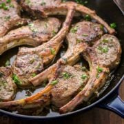 Lamb chops in skillet