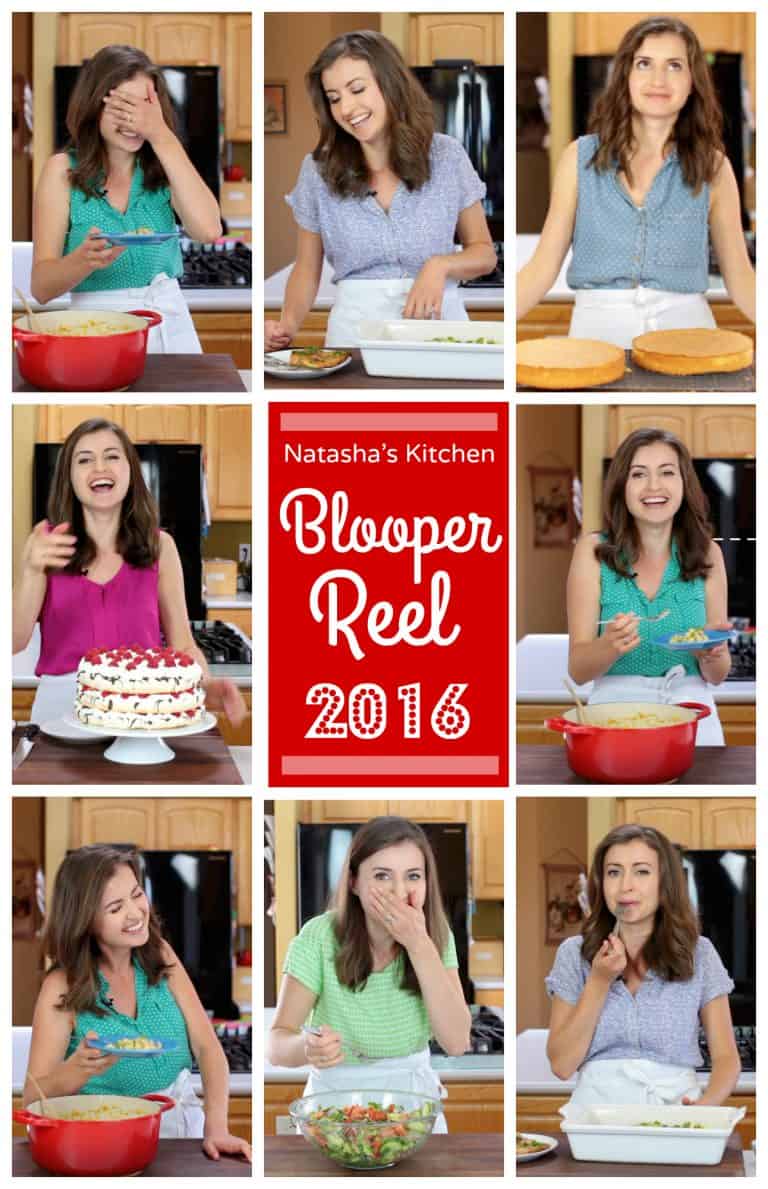 Nine small photos of Natasha Kravchuk and the middle says Blooper Reel 2016