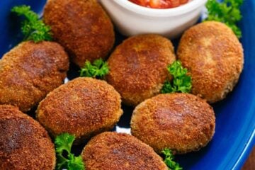 Buckwheat and Mushroom Croquettes have a crisp exterior and hearty, flavorful center. You won't be able to stop at just one! Serve with your favorite sauce. | natashaskitchen.com