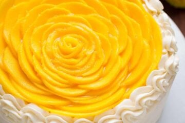This mango cake is bursting with fresh mango flavor! An impressive, show-stopping mango cake recipe with only 9 ingredients. It is surprisingly simple. | natashaskitchen.com