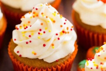 The only pumpkin cupcakes recipe you need! Moist, melt-in-your mouth soft pumpkin cupcakes. Cream cheese frosting is easy and tastes like marshmallow cream. | natashaskitchen.com