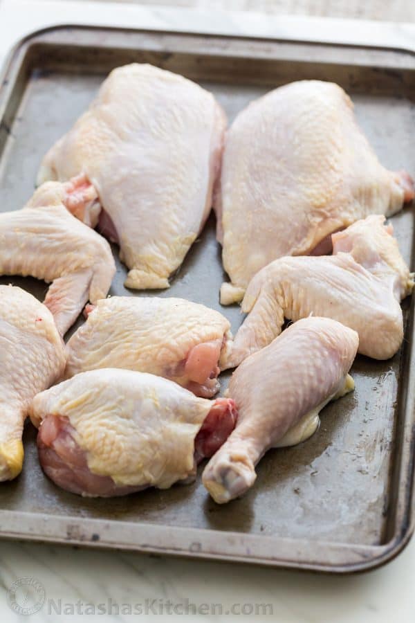 Cutting a whole chicken is easy! Video tutorial on how to cut up a whole chicken! Save money and use the carcass for the homemade chicken stock! | natashaskitchen.com