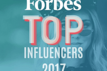 A close up of a sign that says Forbes top influencers 2017